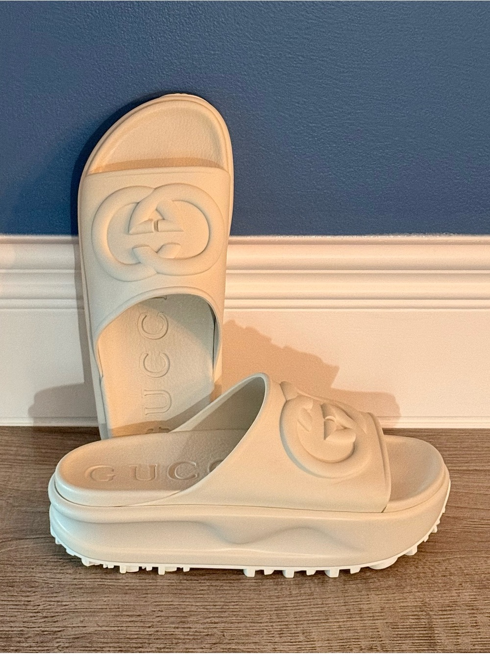 Authentic Gucci Miami Interlocking G Platform Rubber Slides - Box Included